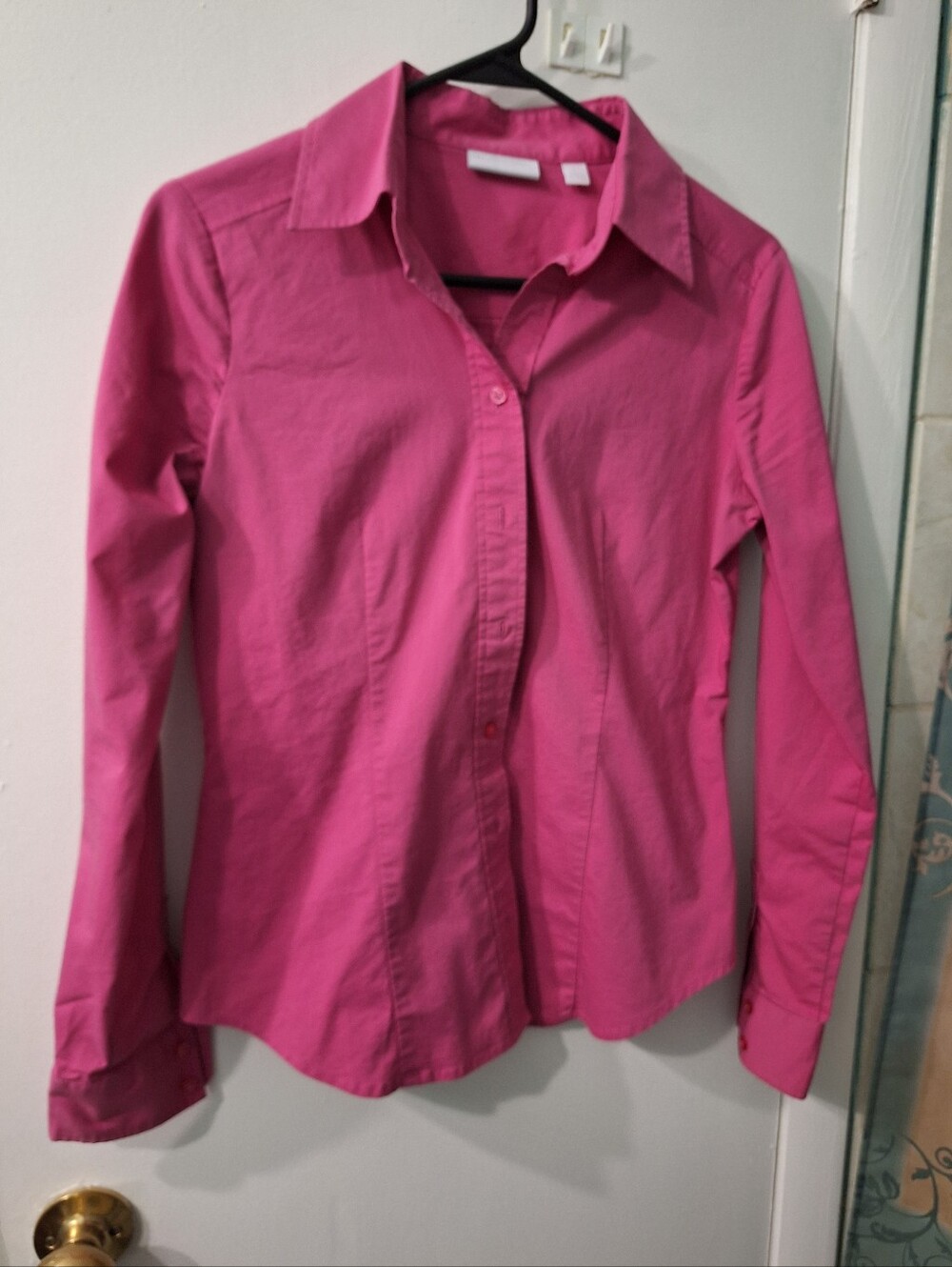 New York & Company Fuchsia Button-Down Blouse